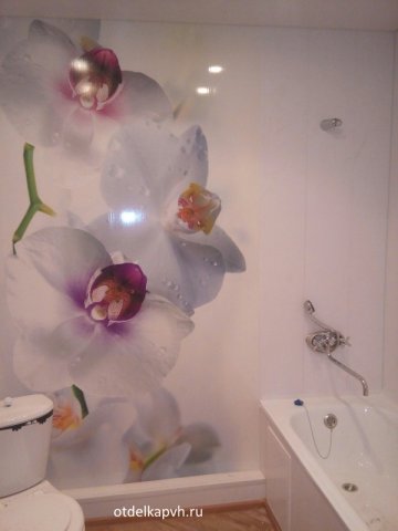 Ремонт ванной панелями ПВХ "Белые матовые+рисунок